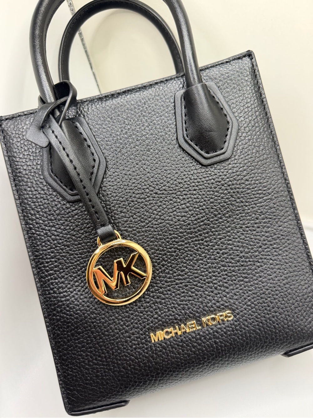 Michael Kors Mercer Extra Small Black Leather Crossbody Tote